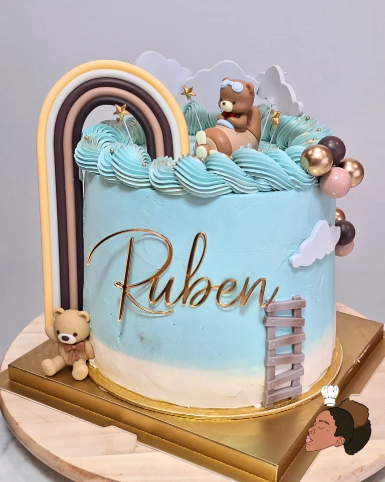 Gâteau d'anniversaire enfant — arc en ciel oursons — Melksweets, cake design à Bernes-sur-Oise