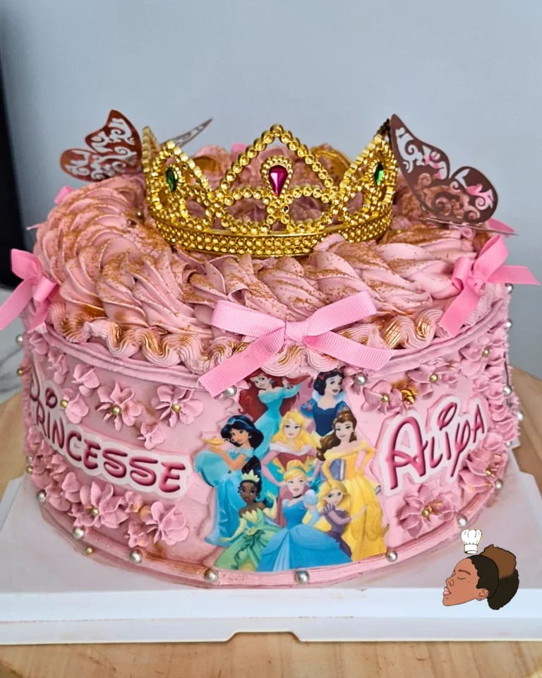 Gâteau d'anniversaire enfant — princesses rose — Melksweets, cake design à Bernes-sur-Oise